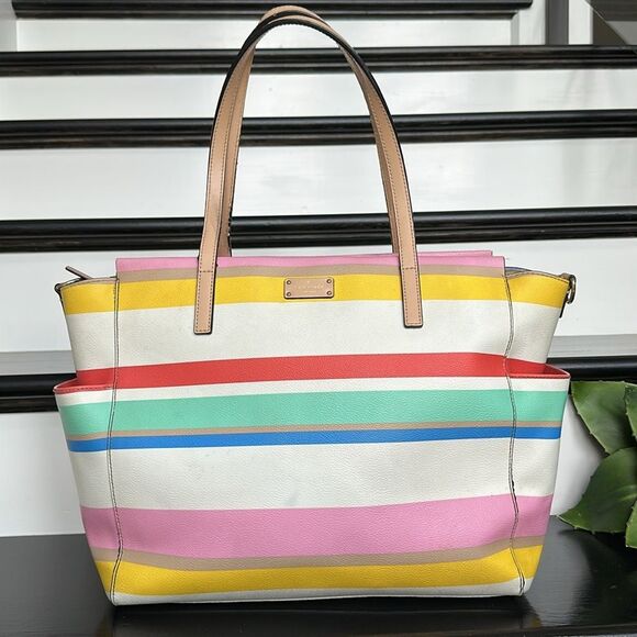 Kate Spade Kaylie Baby Bag Grove Street Printed Dunestripe travel business - Picture 1 of 14